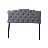 Baxton Studio BBT6503-Grey-Full HB Rita Modern and Contemporary Full Size Grey Fabric Upholstered Button-tufted Scalloped Headboard